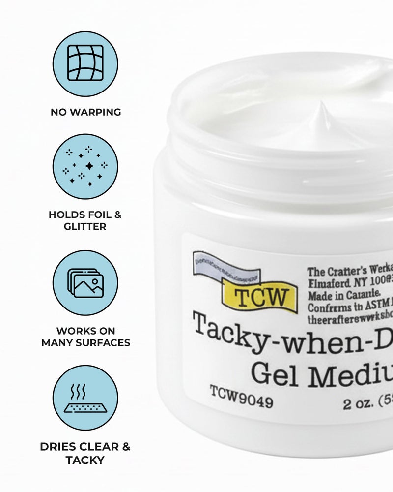 The Crafter's Workshop The Crafterâ€™s Workshop â€“ Tacky-When-Dry Gel Medium, Foil Adhesive for Paper Crafts, Journaling & Mixed Media | Dries Clear & Tacky for Glitter, Gilding & Mica Effects, 2 oz Jar - Image 2